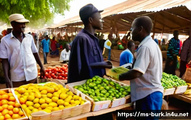 부르키나파소에서 신용카드 사용 가능 여부 - **Prompt: Bustling Ouagadougou Market Cash Transaction**
A vibrant, sunlit scene inside a tradit...